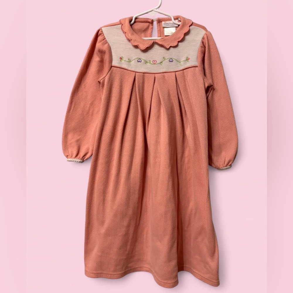 Vintage 2003 Bitty Baby American Girl Peach Embroidered Nightgown Girls Size 6/7